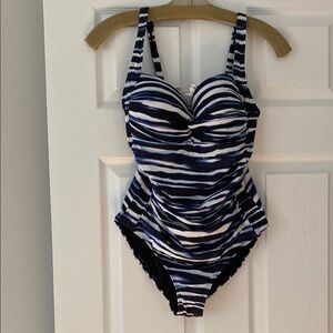 Blue Zebra Print Swimsuit size 8